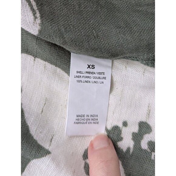 Vitamin A Playa Women's Linen Cover Up Shirt Dress Size Extra Small Green Floral - Picture 8 of 9